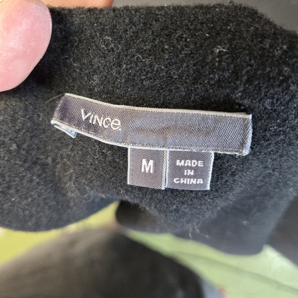 Vince black leather wool minimalist coat jacket - Picture 7 of 15